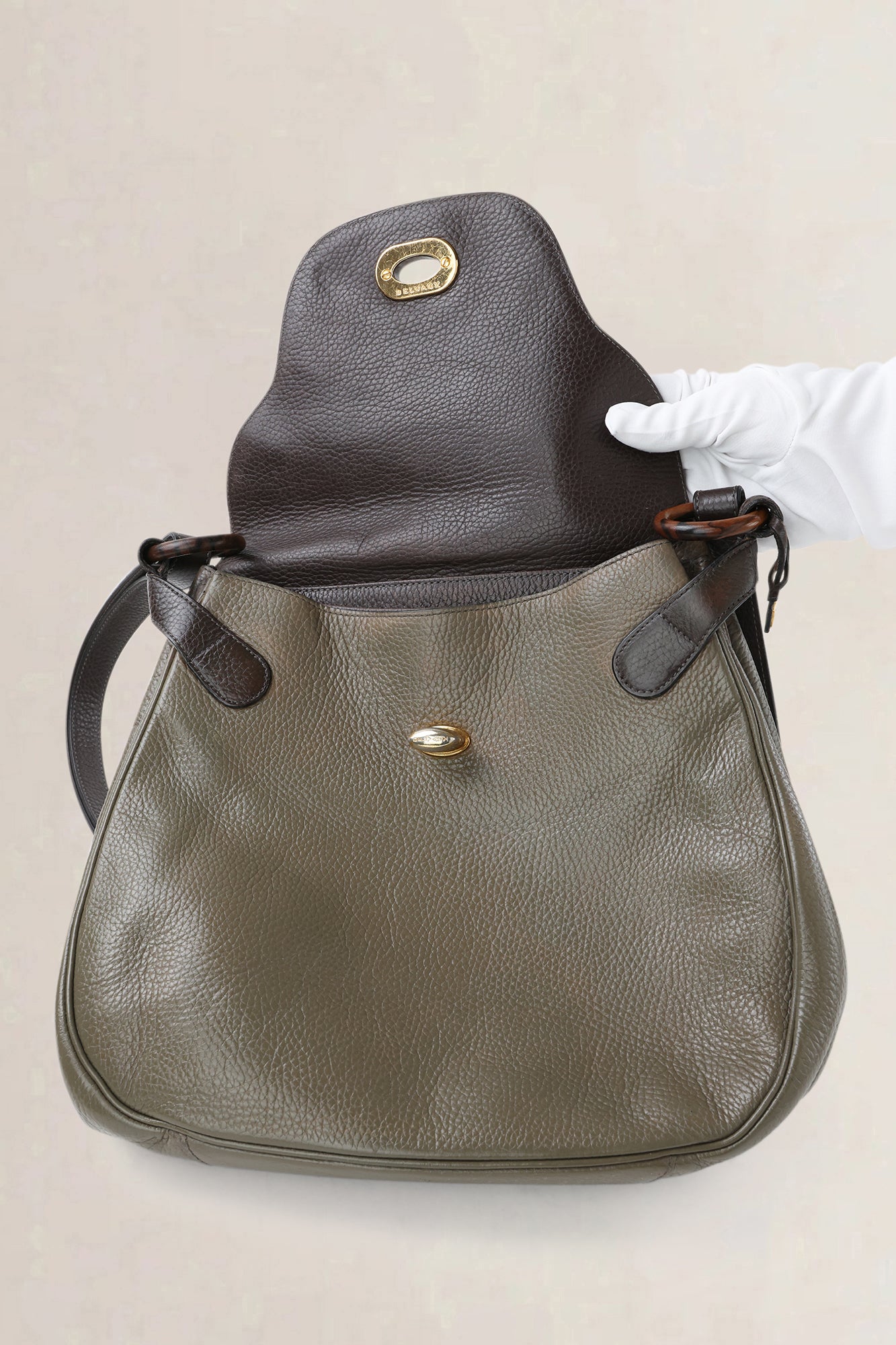 Delvaux Khaki Green Vintage Crossbody Bag