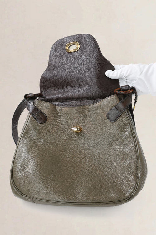 Delvaux Khaki Green Vintage Crossbody Bag
