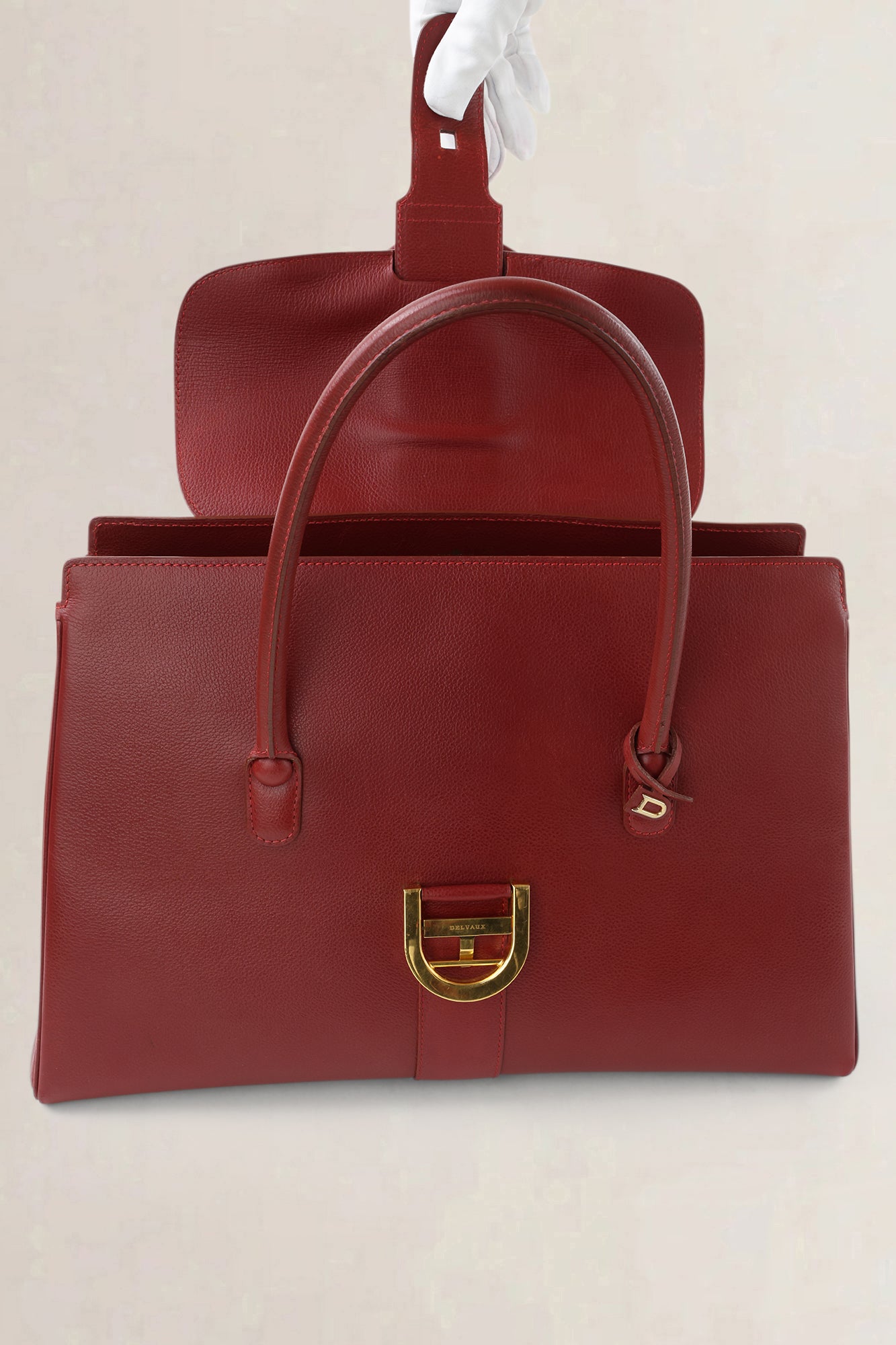 Delvaux Rosso Brillant Cabriolet Top Handle Bag