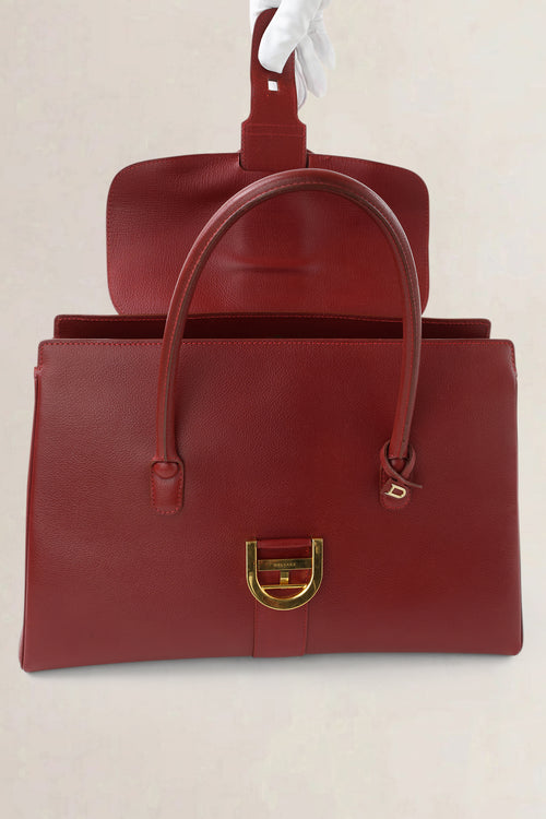 Delvaux Rosso Brillant Cabriolet Top Handle Bag