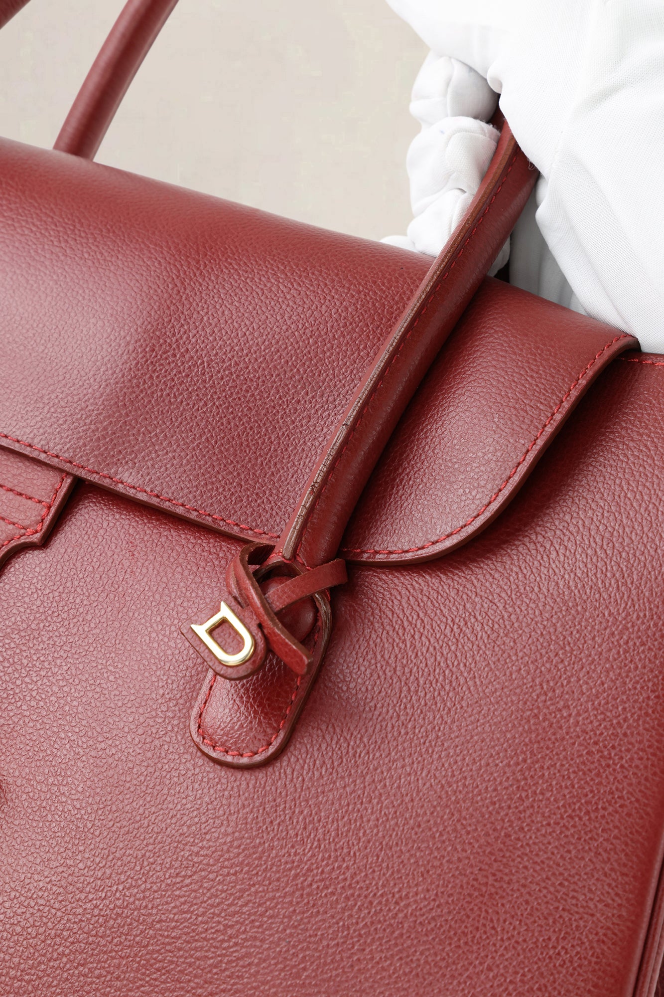 Delvaux Rosso Brillant Cabriolet Top Handle Bag