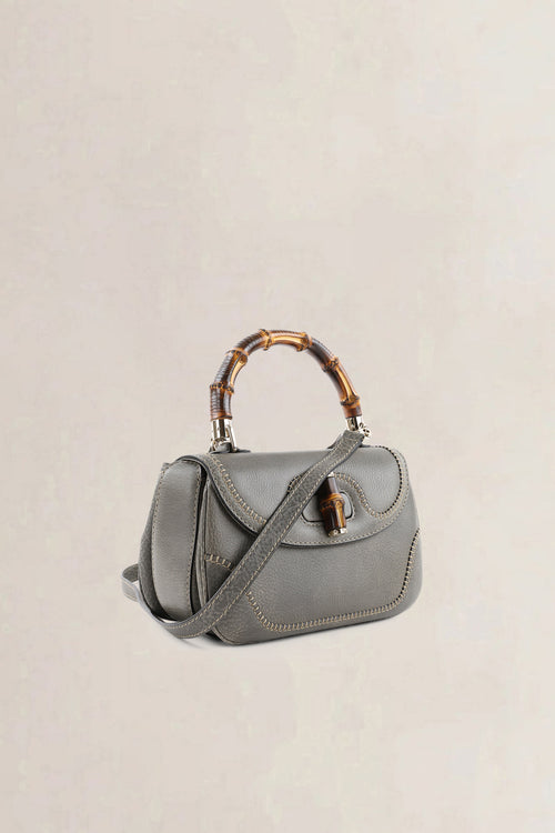 Gucci Grey Peggy Bamboo Shoulder Bag