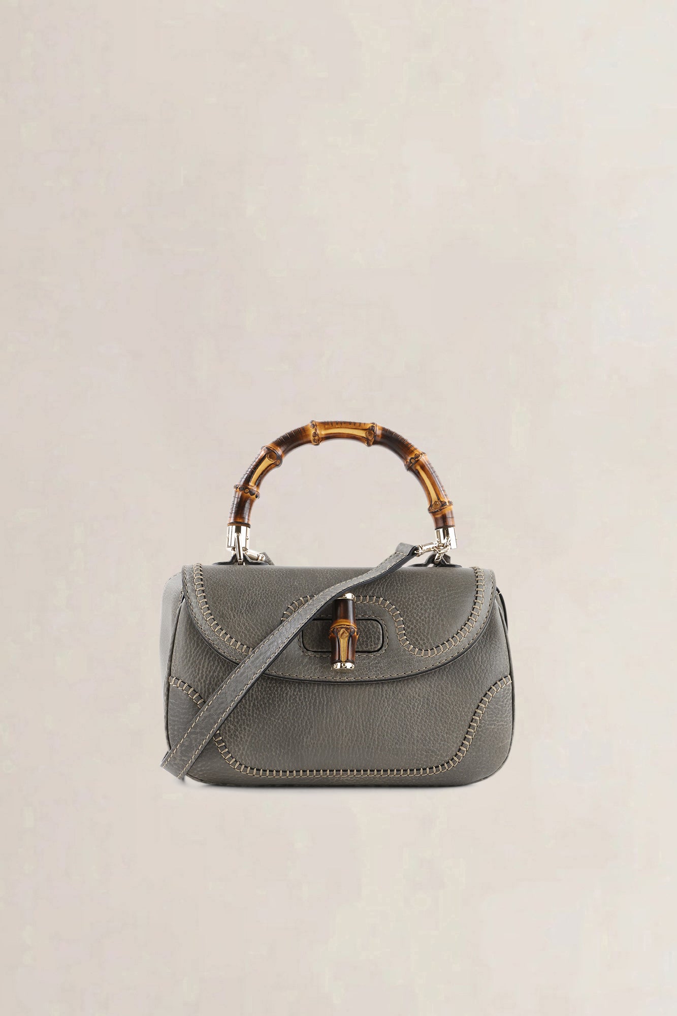 Gucci Grey Peggy Bamboo Shoulder Bag