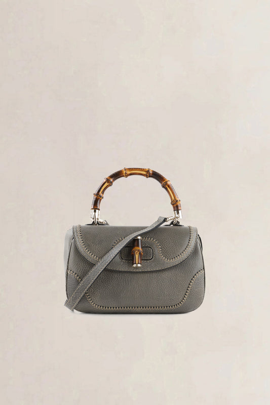 Gucci Grey Peggy Bamboo Shoulder Bag