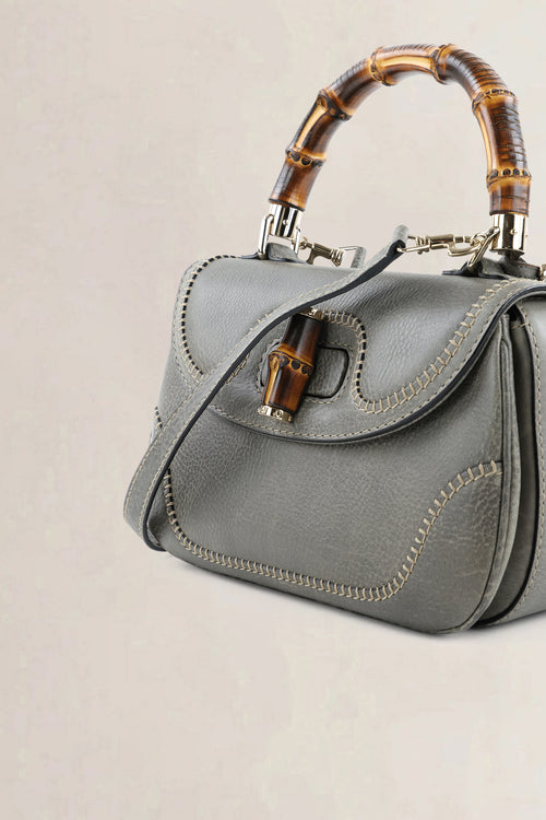 Gucci Grey Peggy Bamboo Shoulder Bag