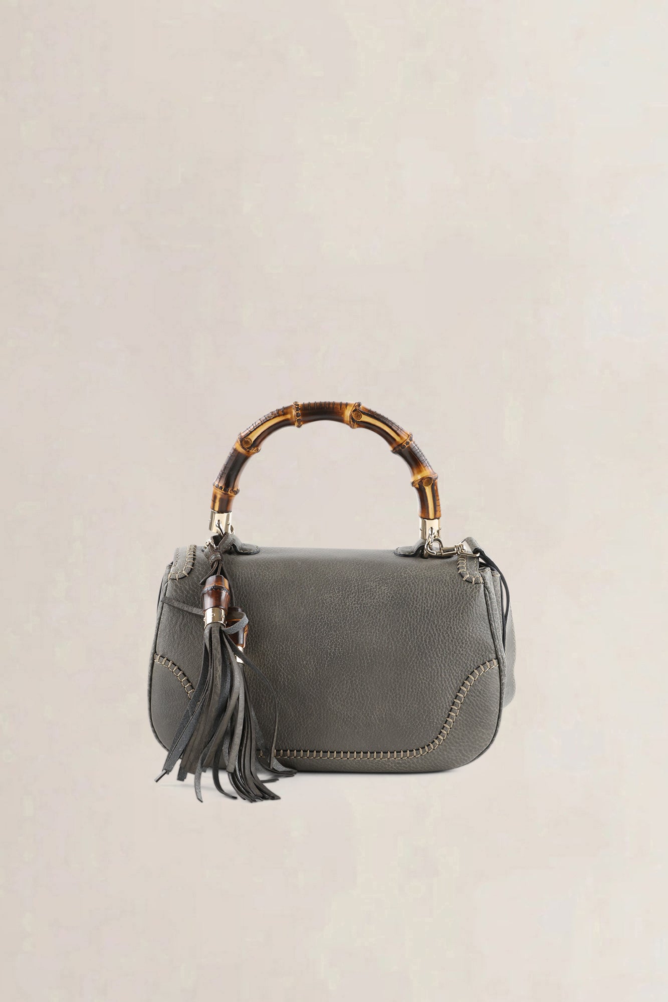 Gucci Grey Peggy Bamboo Shoulder Bag