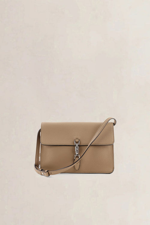 Gucci Light Brown Piston Lock Soft Jackie Crossbody Bag