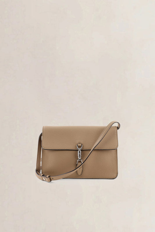 Gucci Light Brown Piston Lock Soft Jackie Crossbody Bag