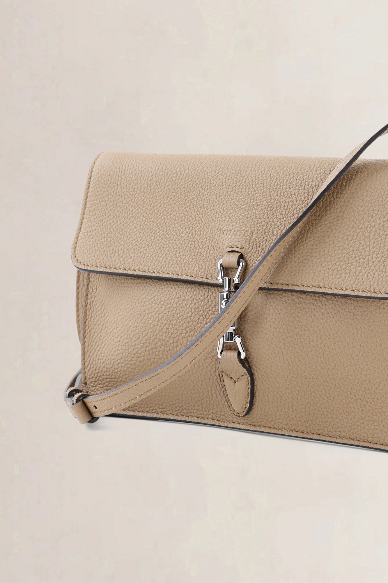 Gucci Light Brown Piston Lock Soft Jackie Crossbody Bag