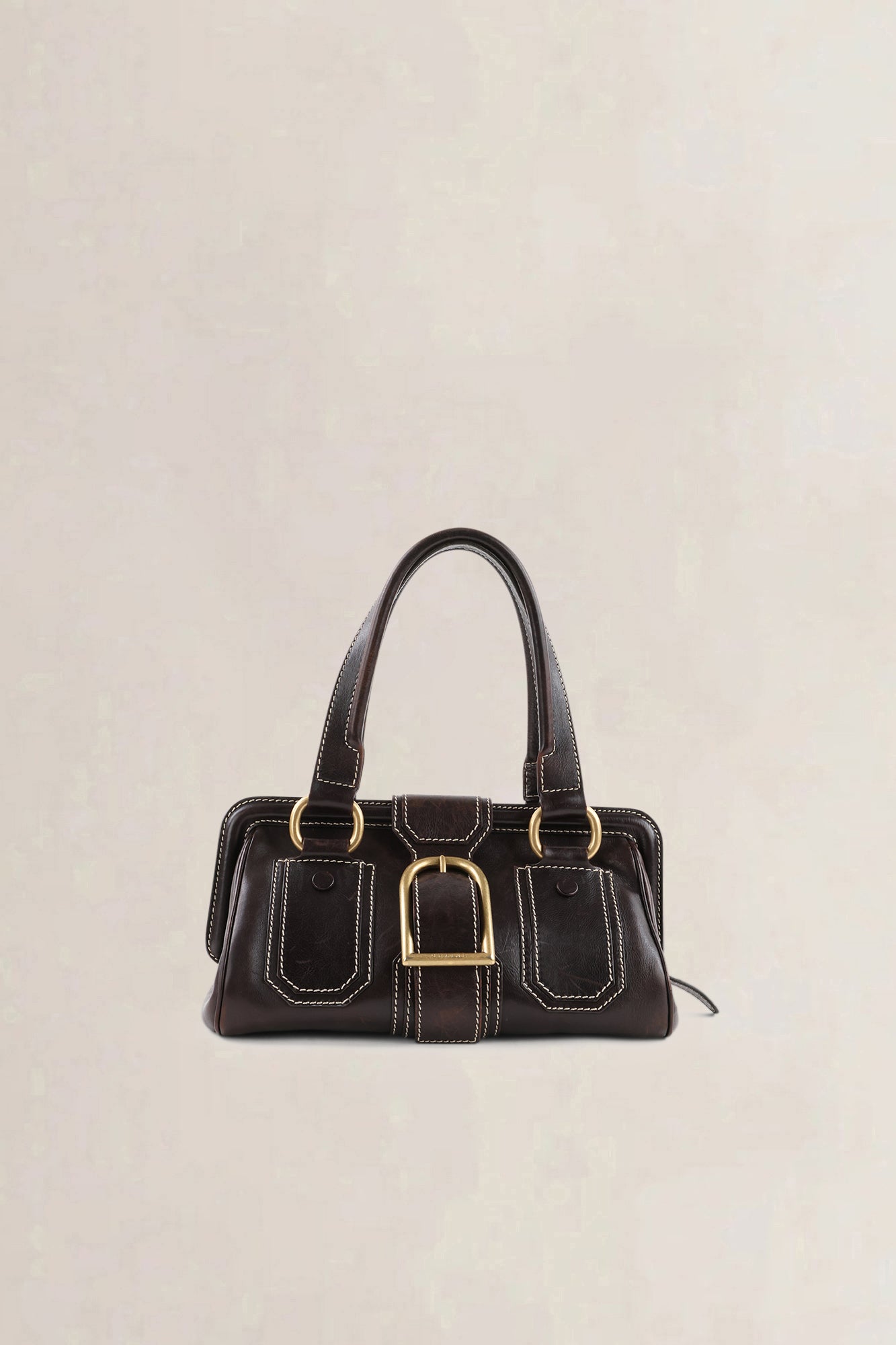 Celine Brown Ella Frame Vintage Top Handle Bag