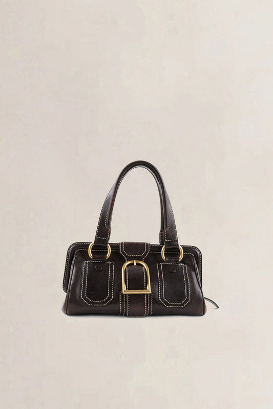 Celine Brown Ella Frame Vintage Top Handle Bag