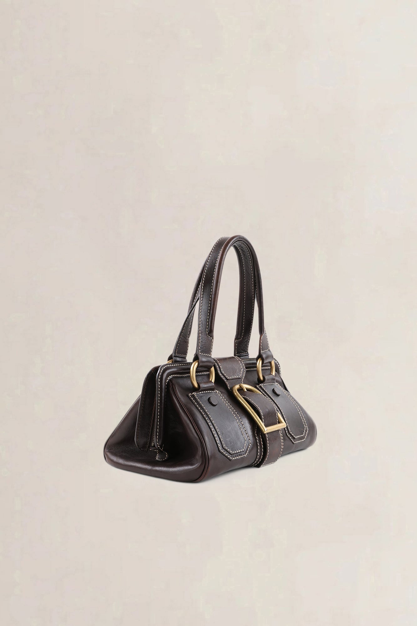 Celine Brown Ella Frame Vintage Top Handle Bag