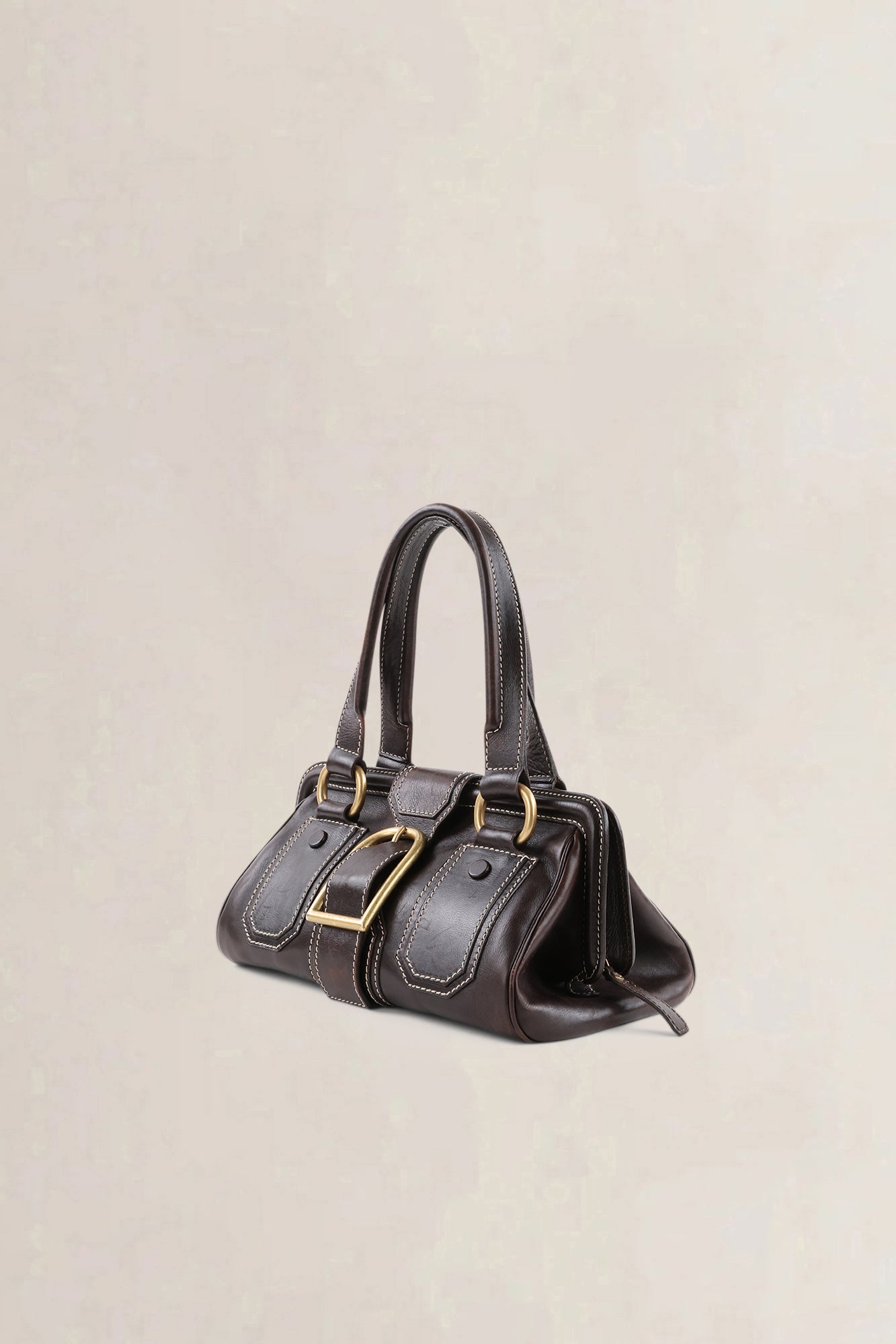 Celine Brown Ella Frame Vintage Top Handle Bag