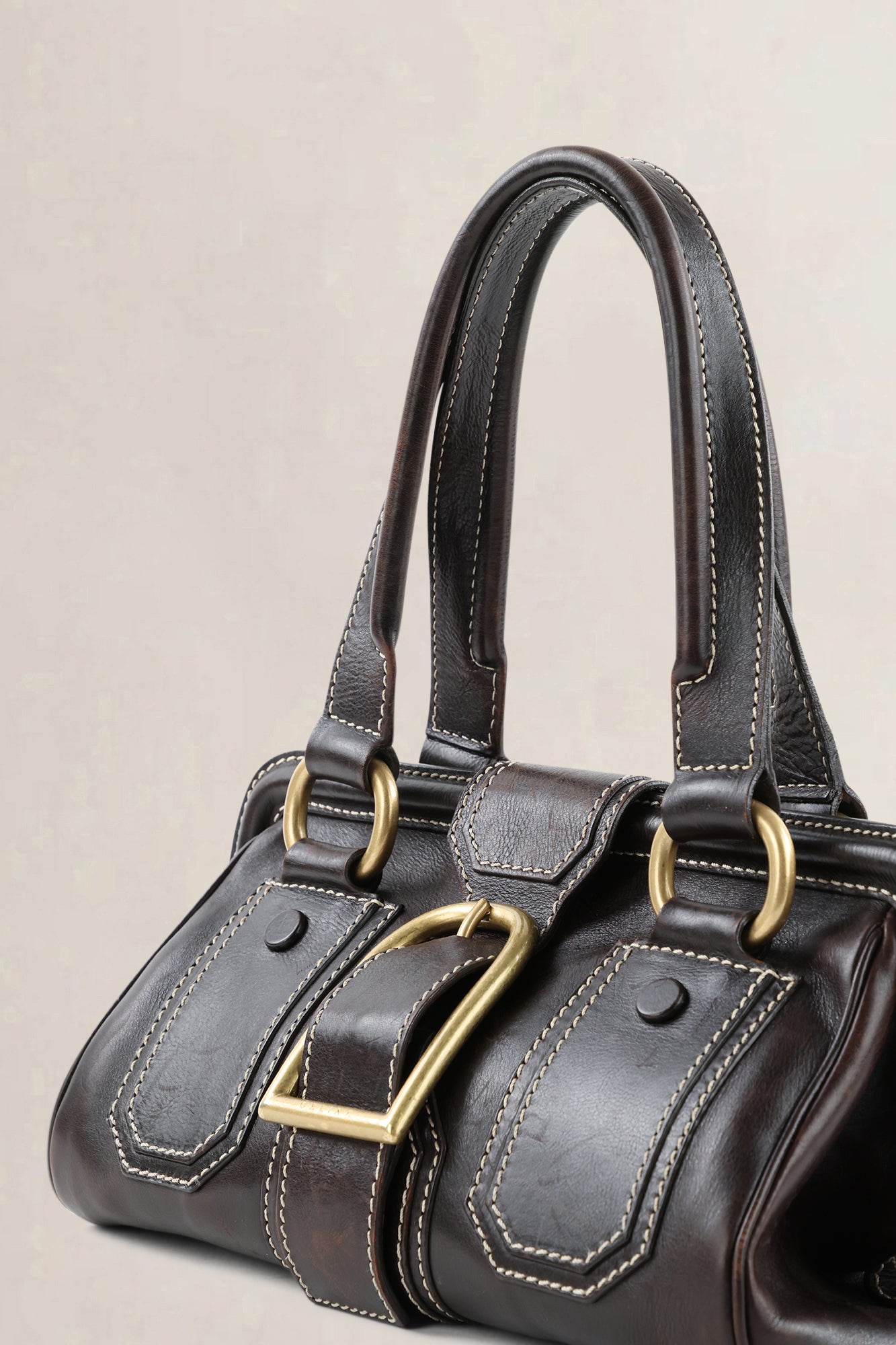 Celine Brown Ella Frame Vintage Top Handle Bag