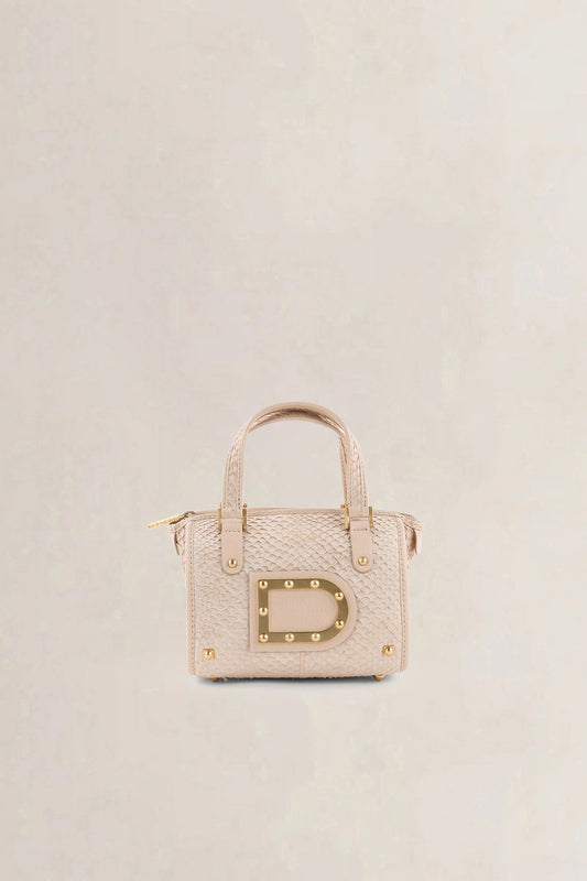 Delvaux Light Pink Le Astrid Mini Exotic Fish Skin Top Handle Bag