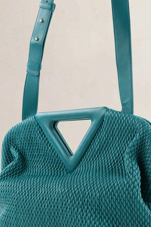 Bottega Veneta Teal Braided "The Point" Crossbody Bag