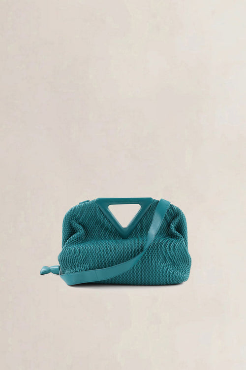 Bottega Veneta Teal Braided "The Point" Crossbody Bag