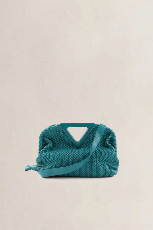 Bottega Veneta Teal Braided "The Point" Crossbody Bag