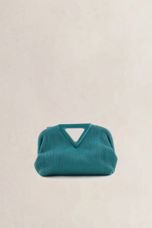 Bottega Veneta Teal Braided "The Point" Crossbody Bag
