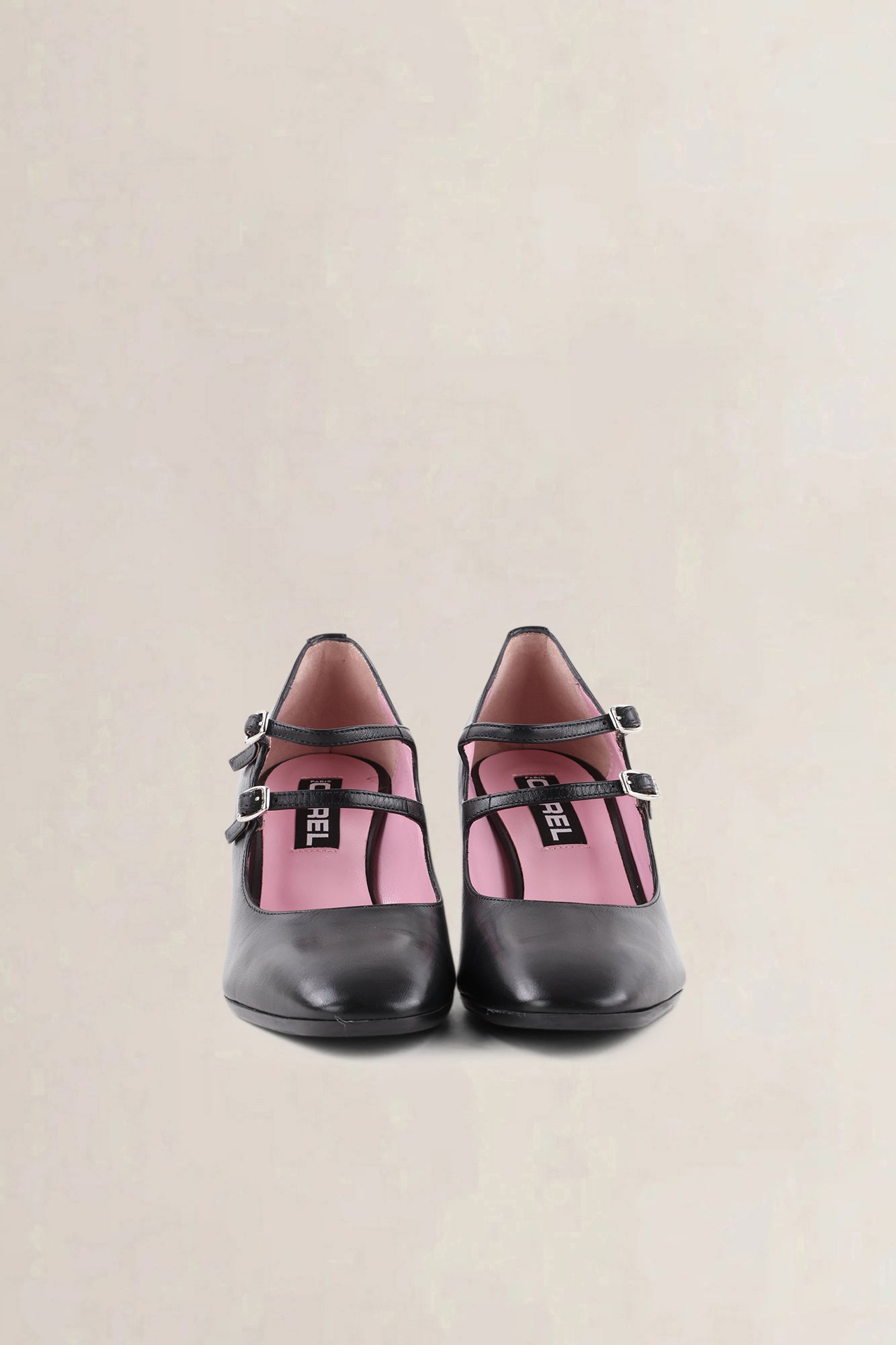 Carel Black Leather Alice Mary Jane Pumps