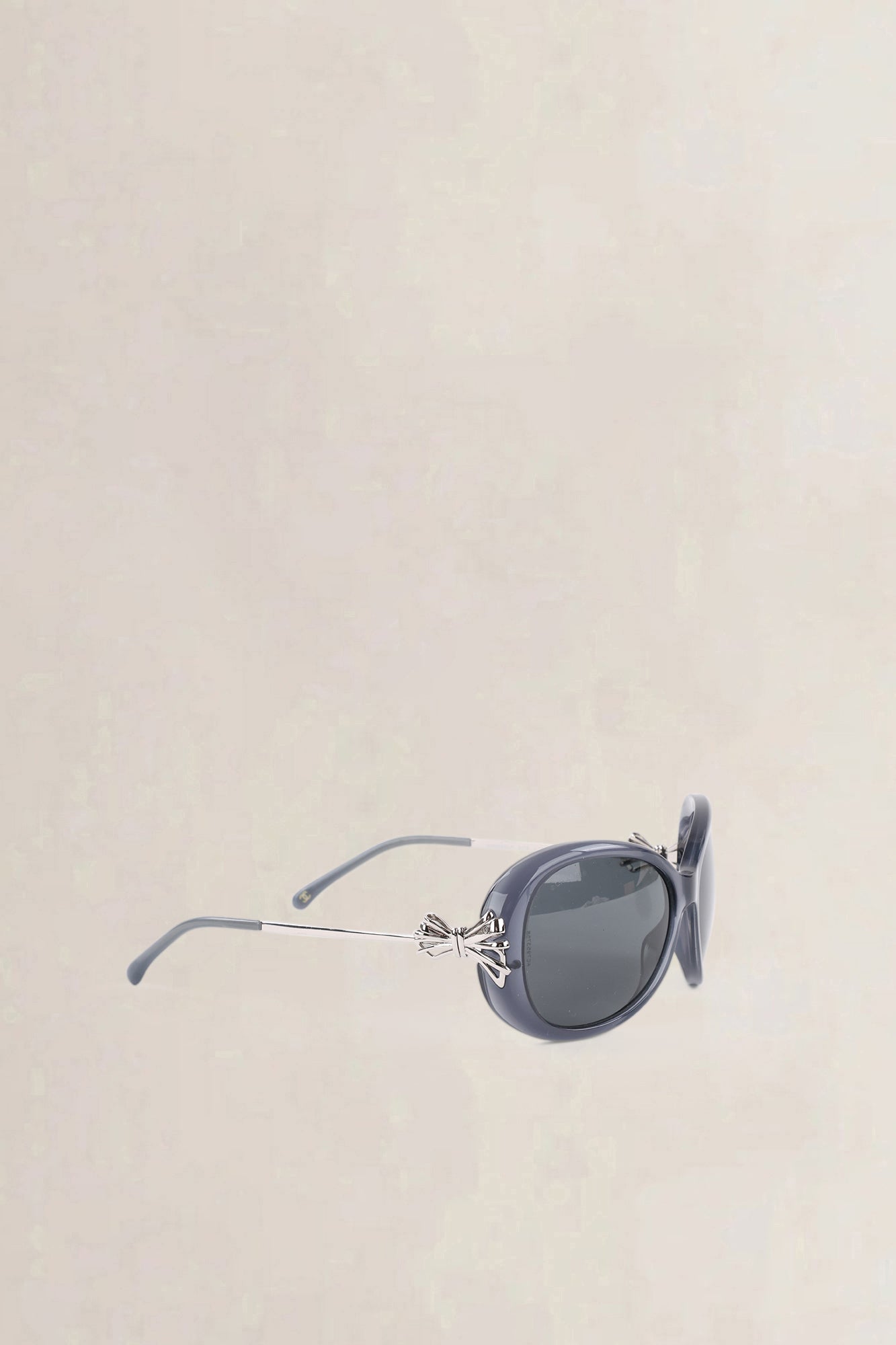 Chanel Blue Frame & Silver Bow Sunglasses