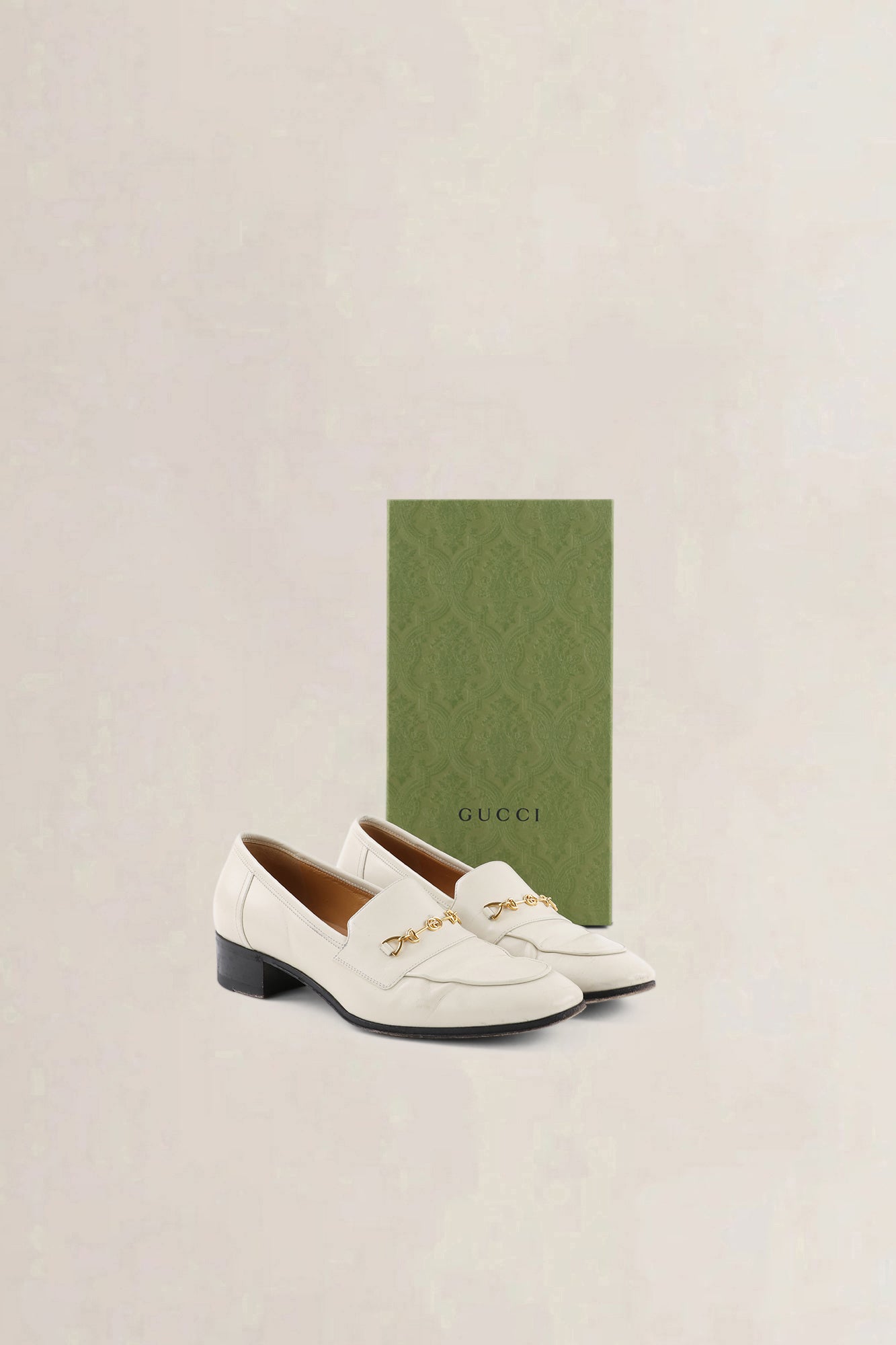 Gucci White Interlocking G Horsebit Loafers