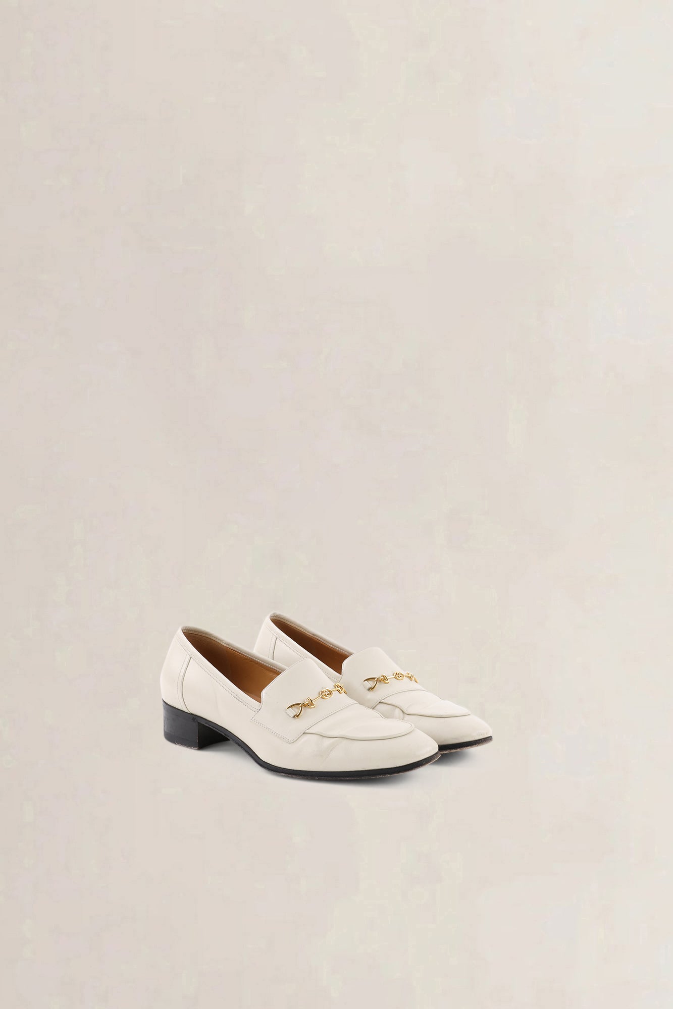 Gucci White Interlocking G Horsebit Loafers