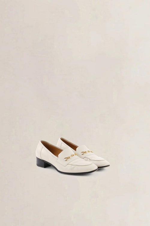 Gucci White Interlocking G Horsebit Loafers