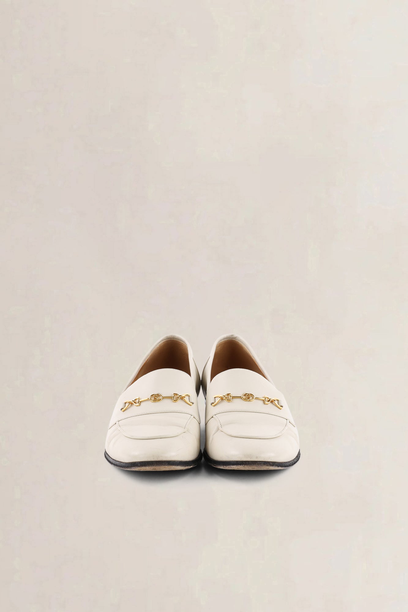 Gucci White Interlocking G Horsebit Loafers
