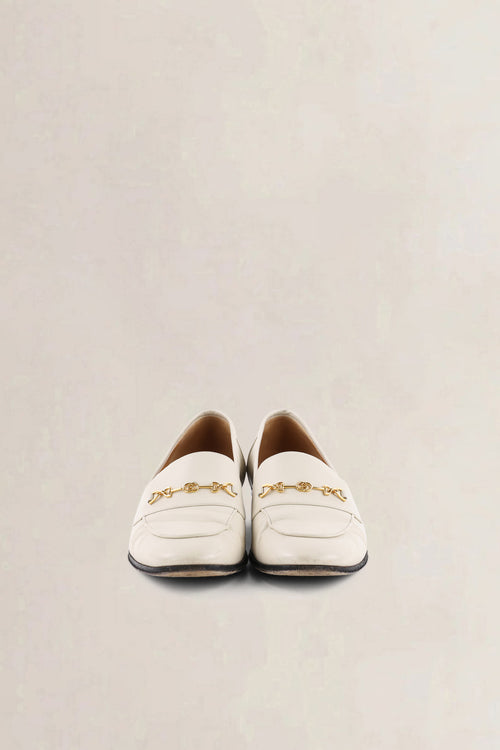 Gucci White Interlocking G Horsebit Loafers