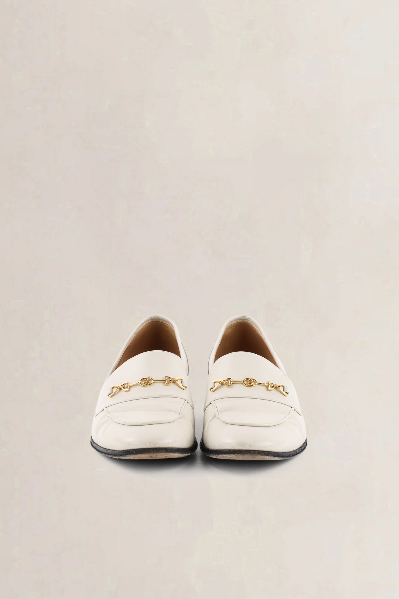 Gucci White Interlocking G Horsebit Loafers