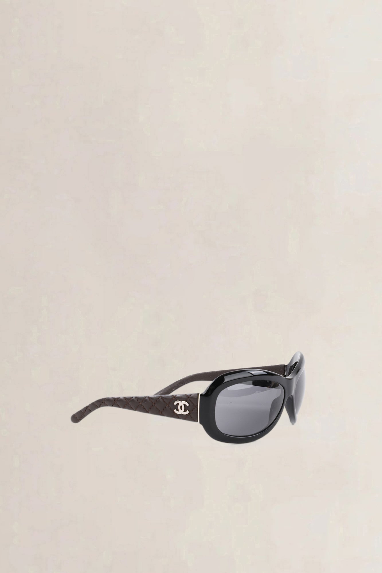 Chanel Black & Brown Interlocking CC Logo Oversize Sunglasses