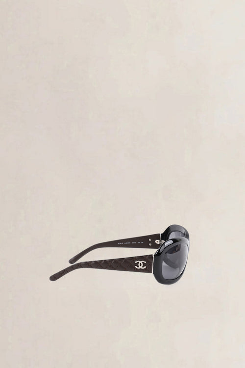 Chanel Black & Brown Interlocking CC Logo Oversize Sunglasses