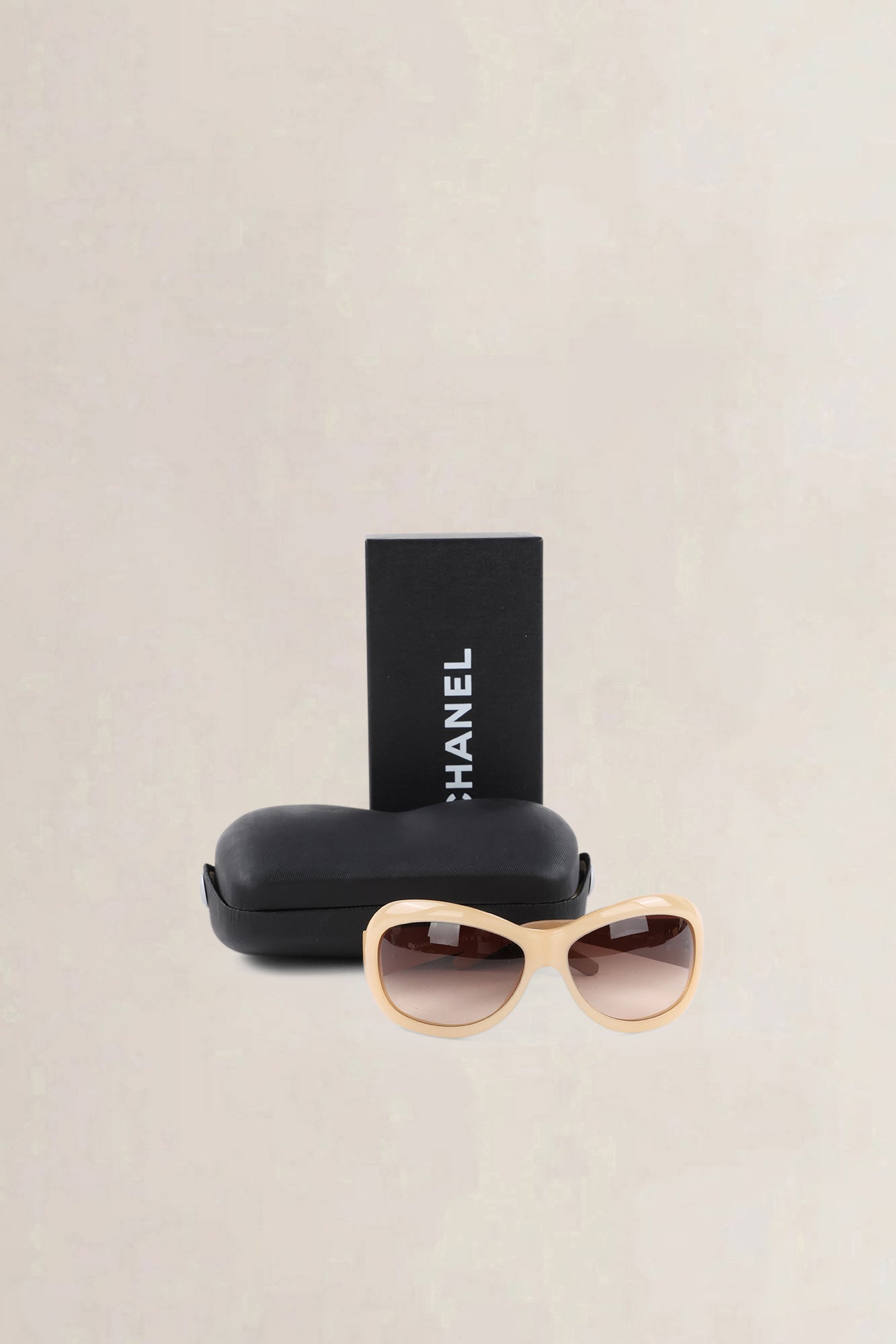 Chanel Beige Interlocking CC Logo Oversize Sunglasses