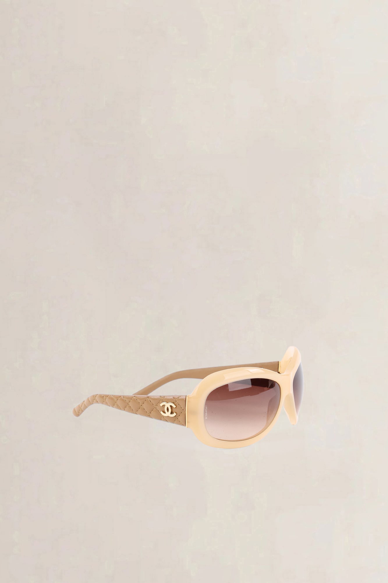 Chanel Beige Interlocking CC Logo Oversize Sunglasses