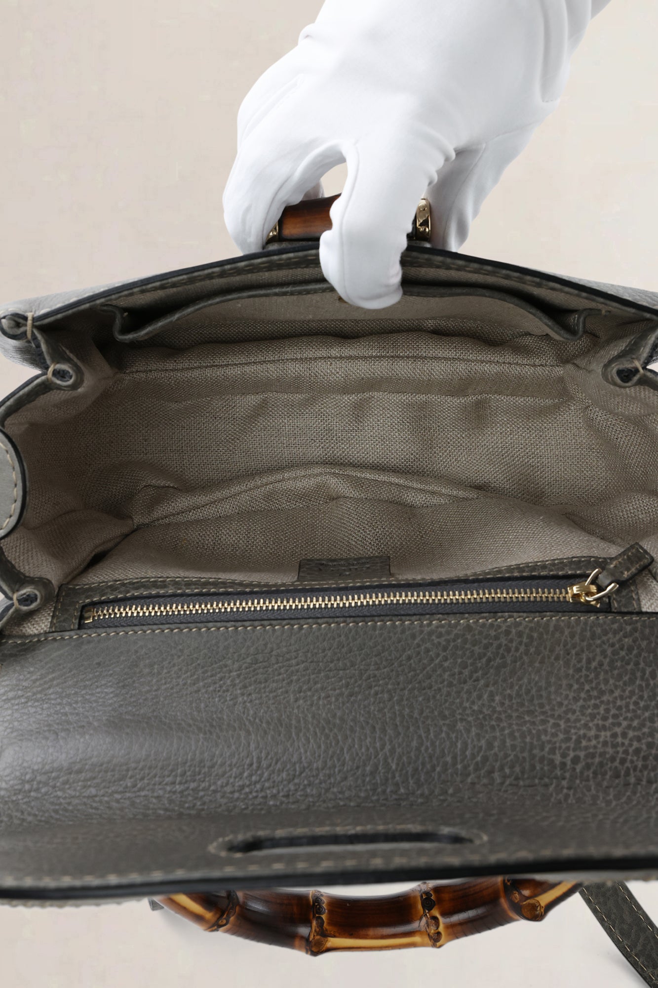 Gucci Grey Peggy Bamboo Shoulder Bag