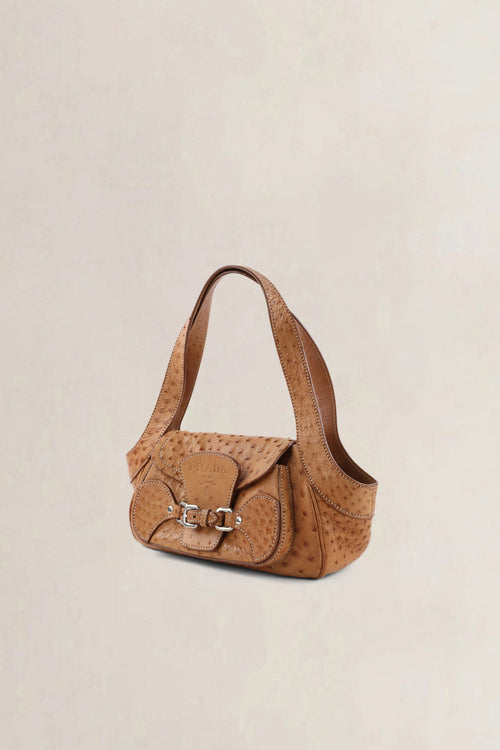 Prada Brown Ostrich Leather Shoulder Bag