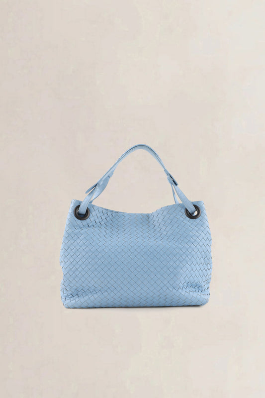 Bottega Veneta Light Blue Intrecciato Leather Garda Shoulder Bag