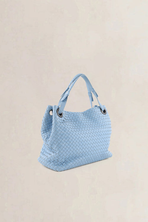 Bottega Veneta Light Blue Intrecciato Leather Garda Shoulder Bag