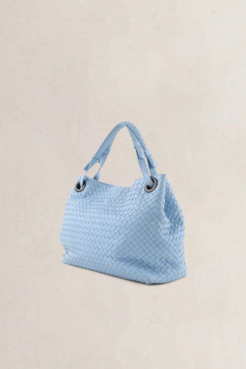 Bottega Veneta Light Blue Intrecciato Leather Garda Shoulder Bag