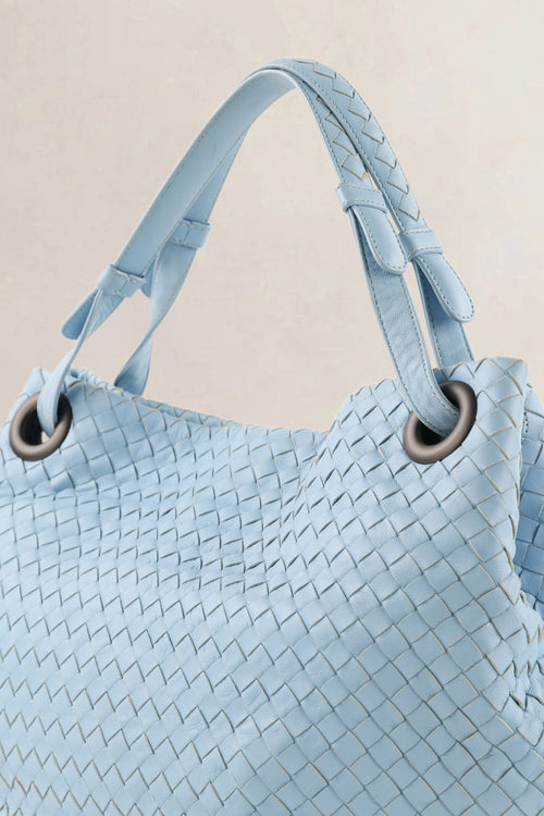 Bottega Veneta Light Blue Intrecciato Leather Garda Shoulder Bag