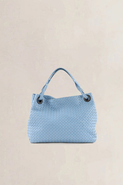 Bottega Veneta Light Blue Intrecciato Leather Garda Shoulder Bag