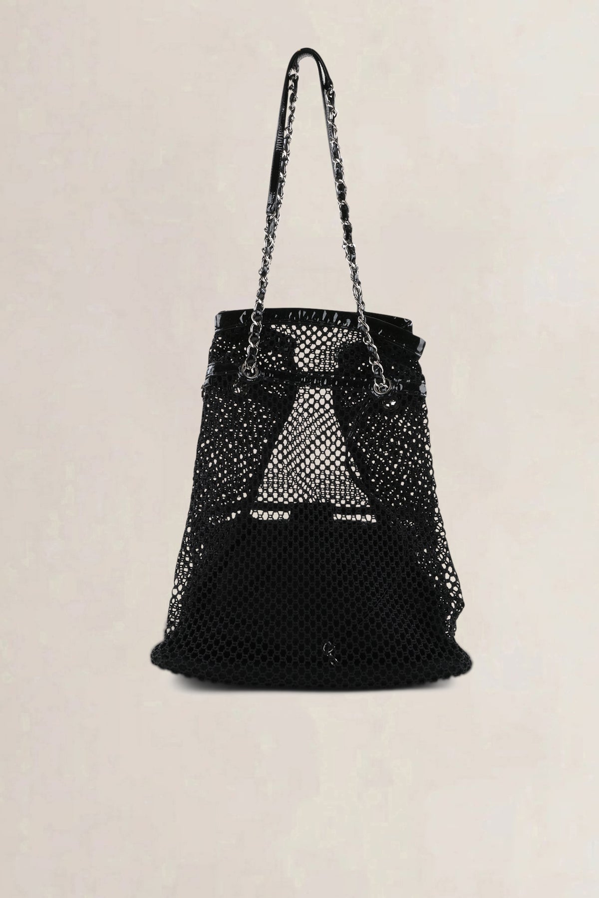 Chanel Black Patent Leather La Madrague Shoulder Bag