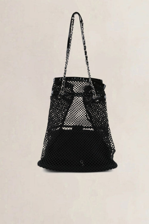 Chanel Black Patent Leather La Madrague Shoulder Bag
