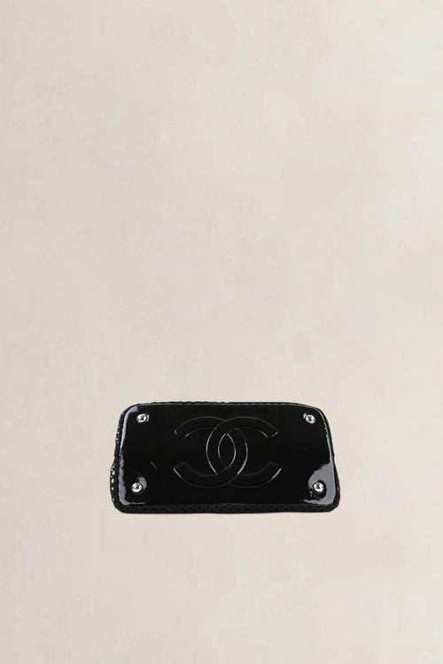 Chanel Black Patent Leather La Madrague Shoulder Bag