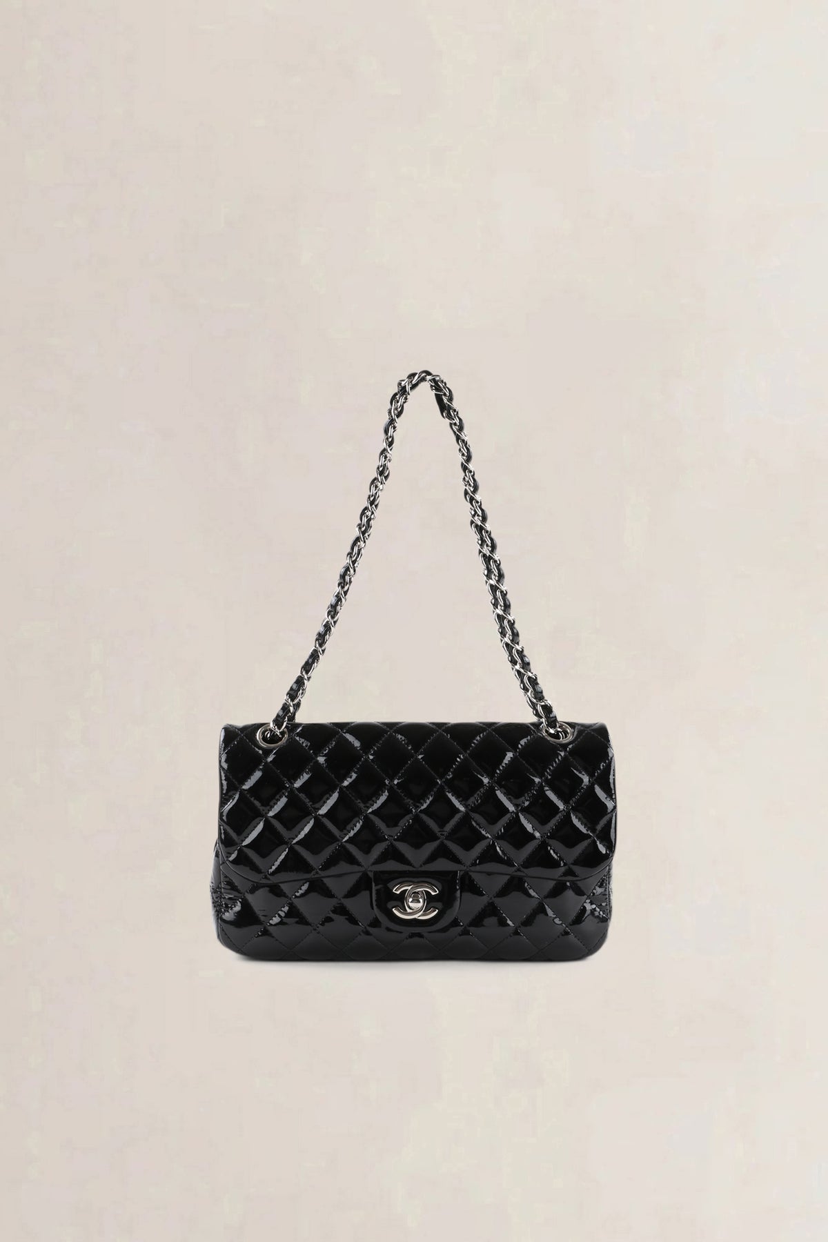 Chanel Black Patent Leather La Madrague Shoulder Bag