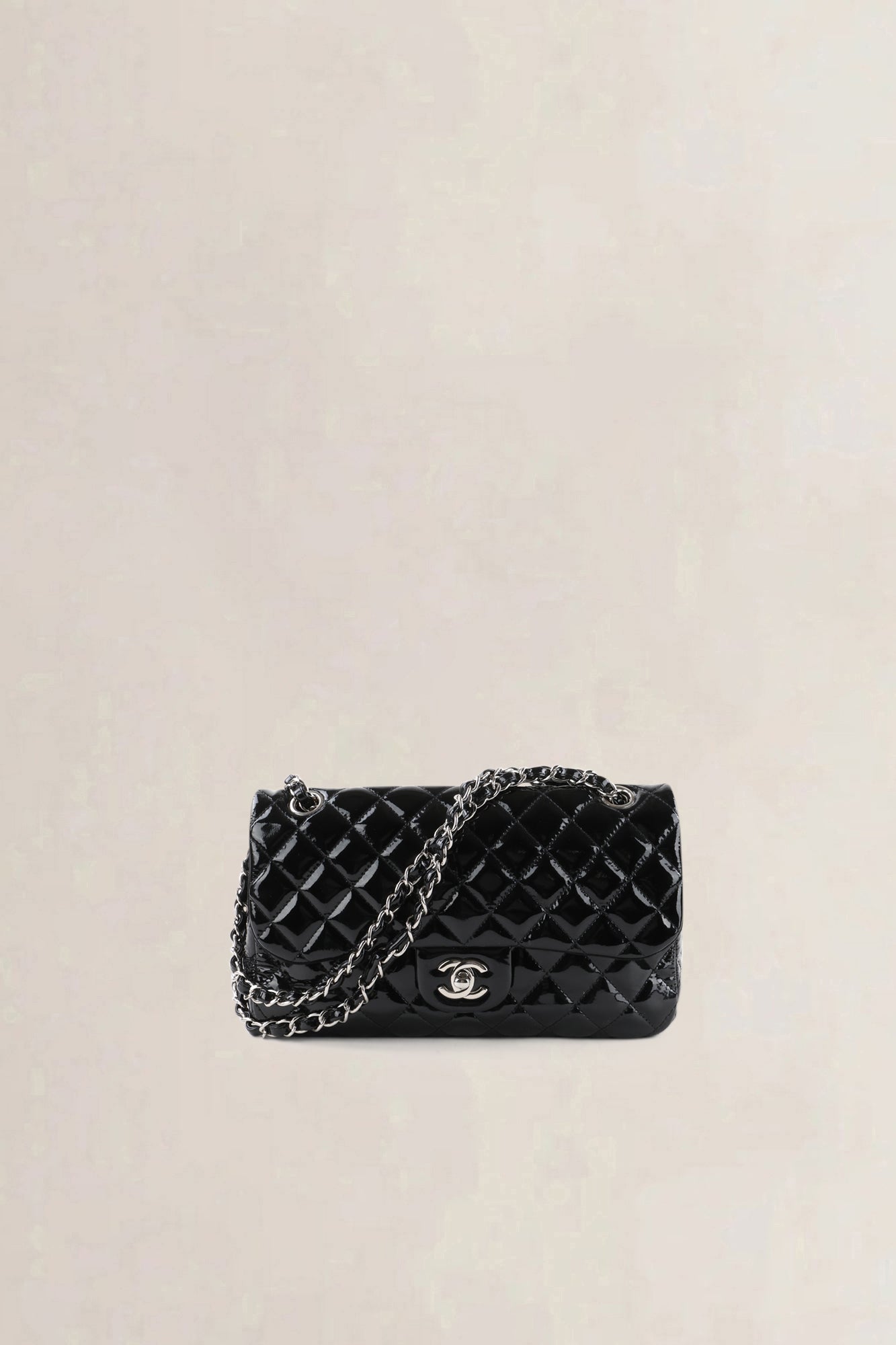 Chanel Black Patent Leather La Madrague Shoulder Bag