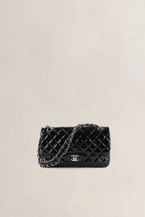 Chanel Black Patent Leather La Madrague Shoulder Bag