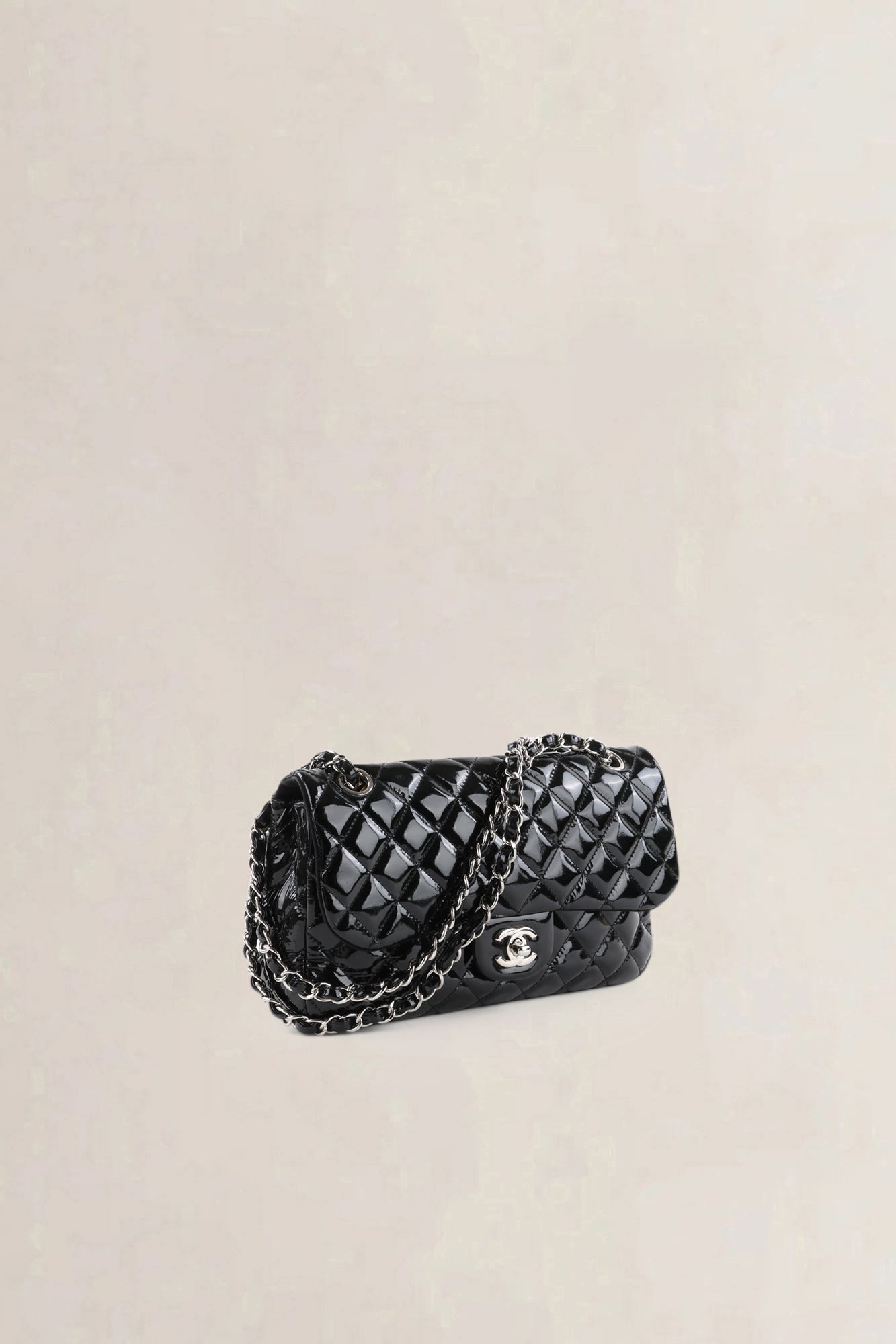 Chanel Black Patent Leather La Madrague Shoulder Bag
