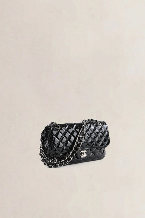 Chanel Black Patent Leather La Madrague Shoulder Bag